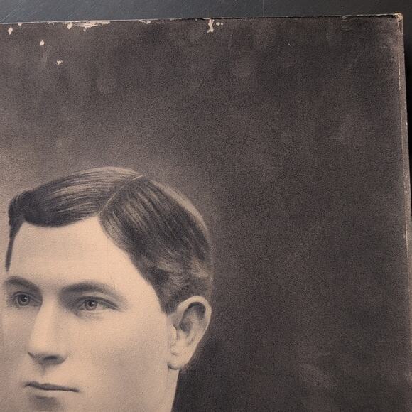 Antique Black and White Portrait of a Man 20" × 16" - Picture 4 of 7